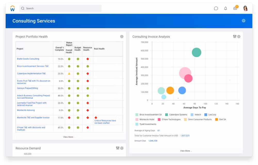 Workday Professional Services Automation screenshot & Video
