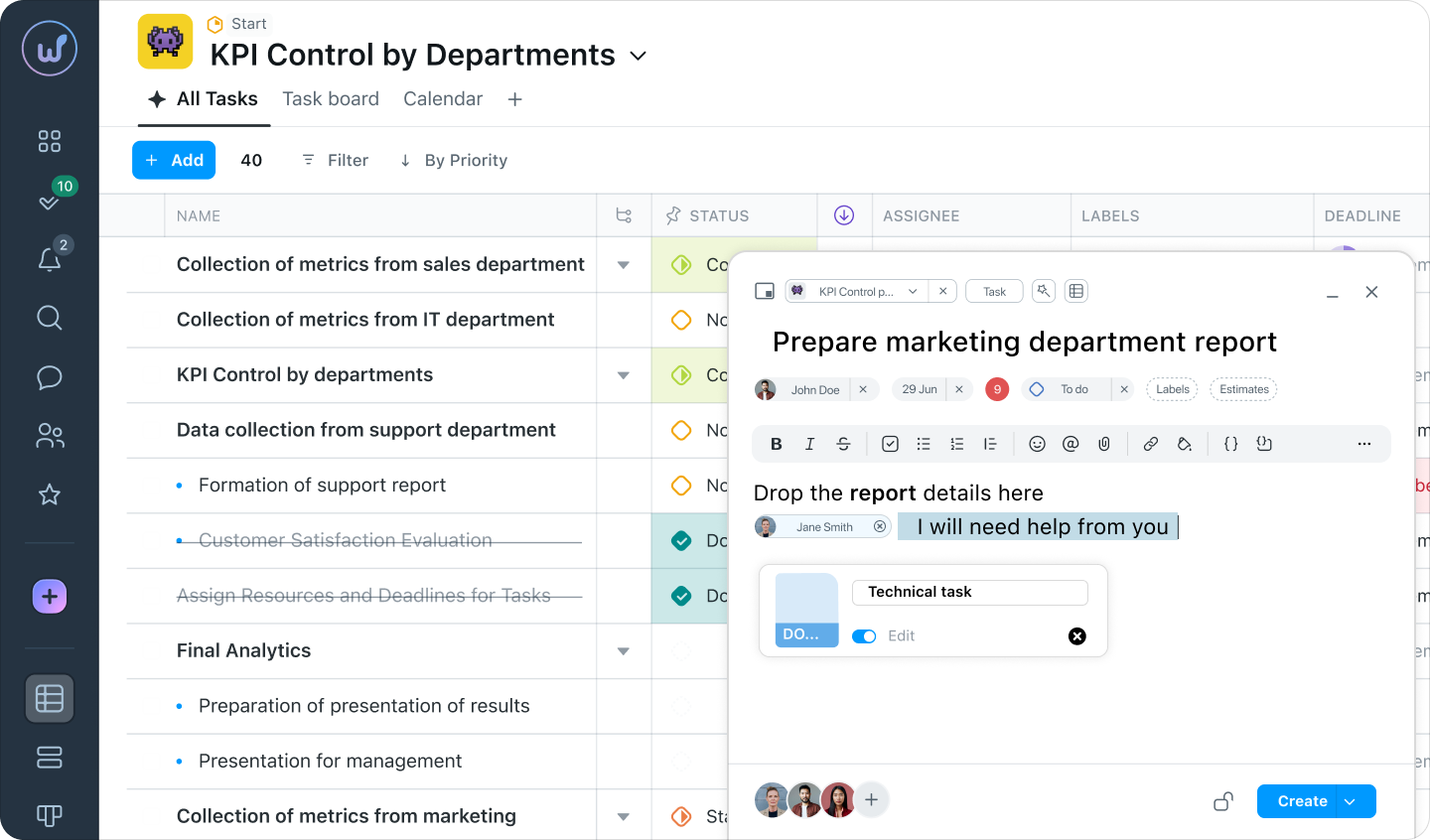 Worksection Screenshot
