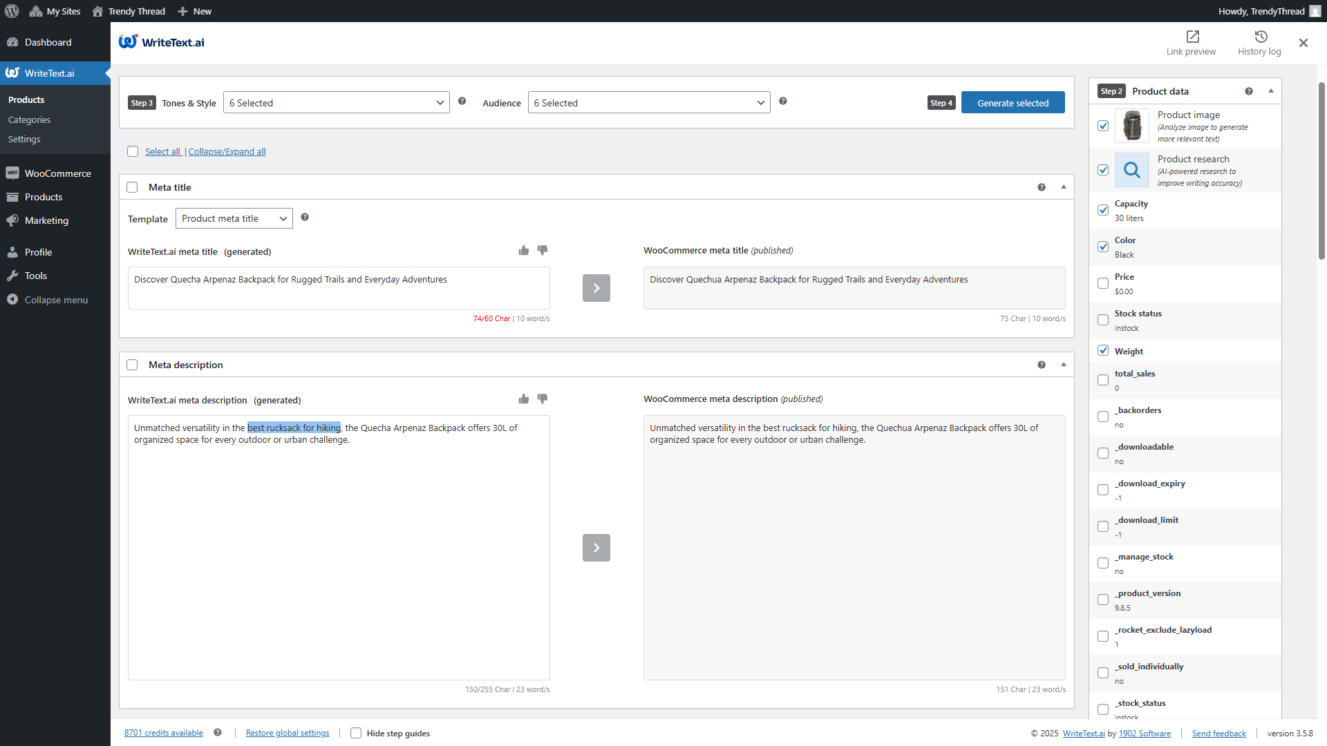 WriteText.ai for WooCommerce Screenshot