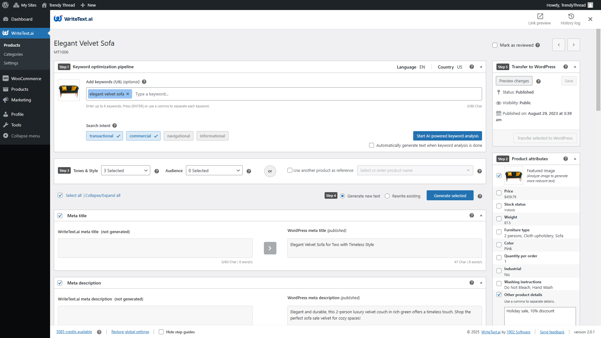 WriteText.ai for WooCommerce screenshot & Video