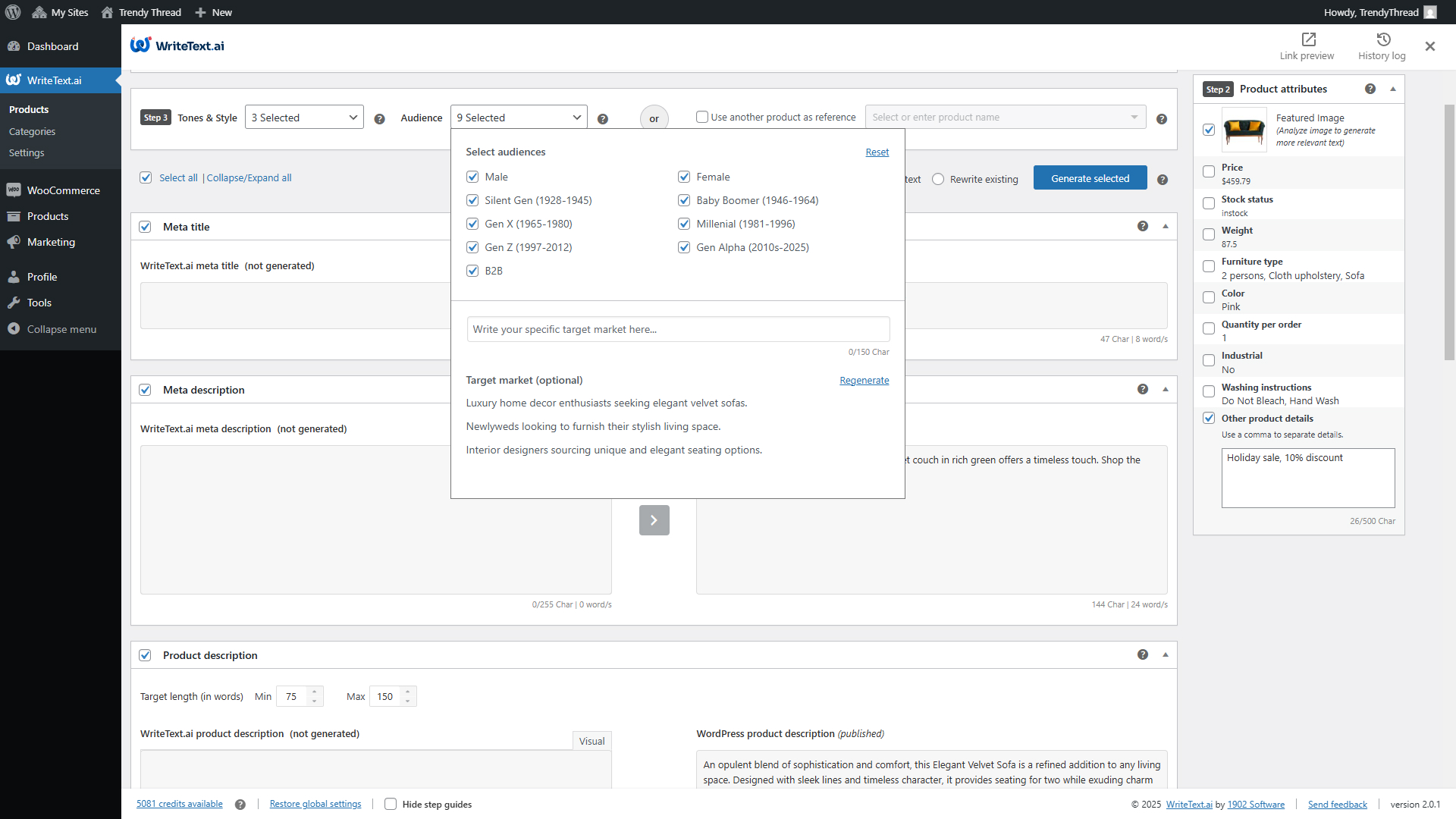 WriteText.ai for WooCommerce screenshot & Video