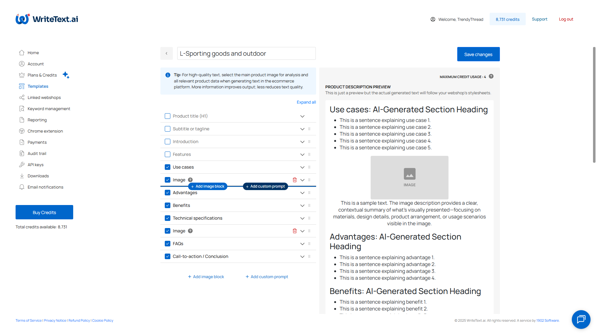 WriteText.ai for WooCommerce Screenshot