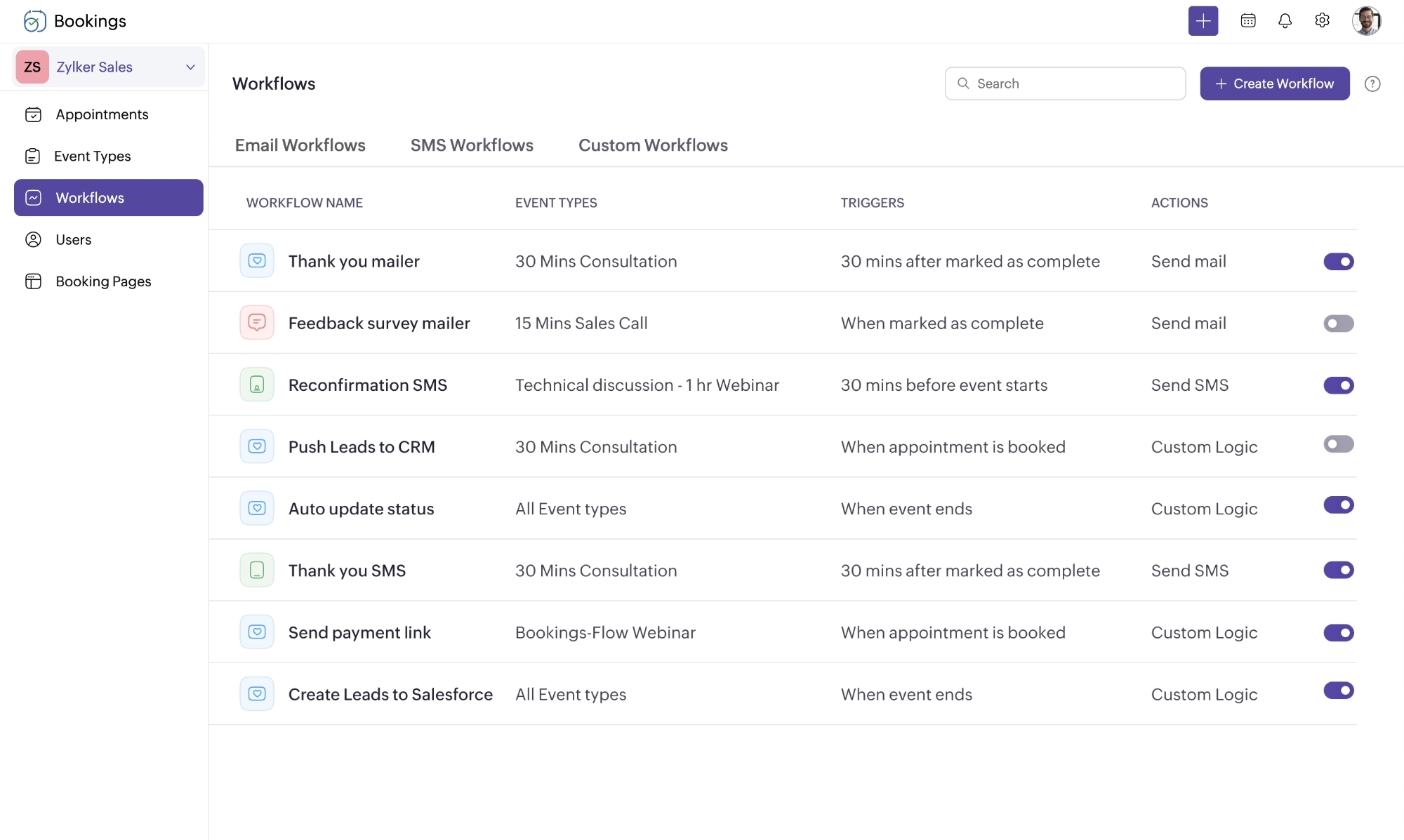 Zoho Bookings Screenshot
