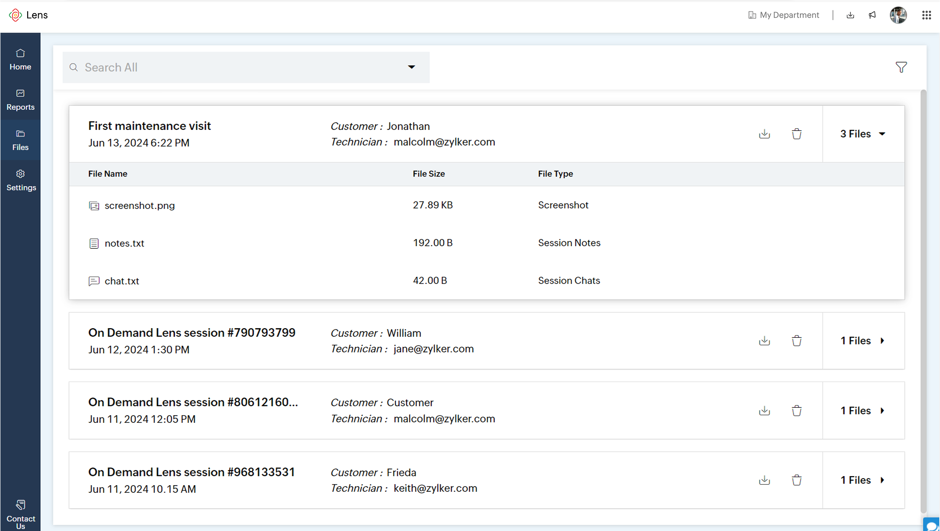 Zoho Lens Screenshot