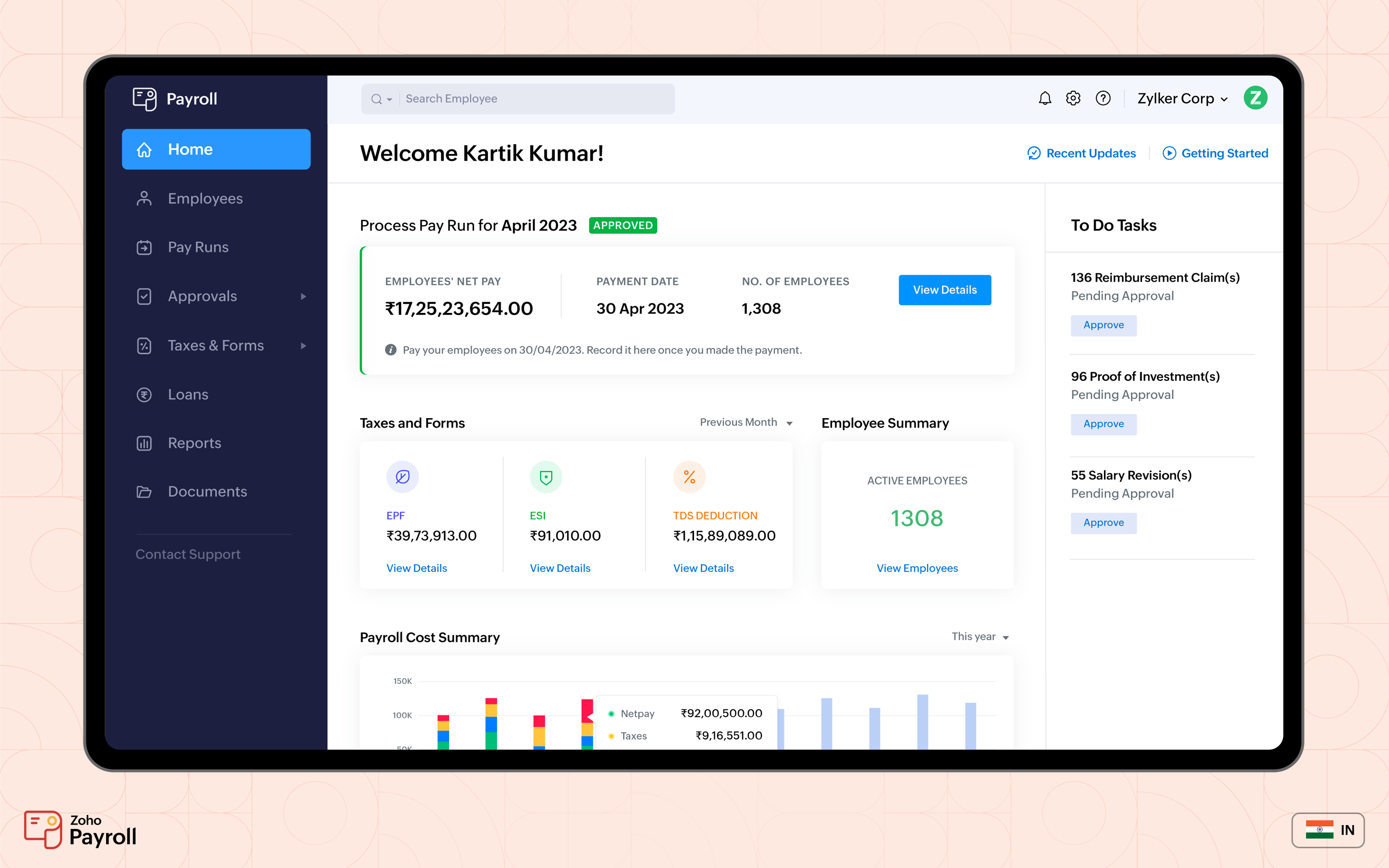 Zoho Payroll screenshot & Video