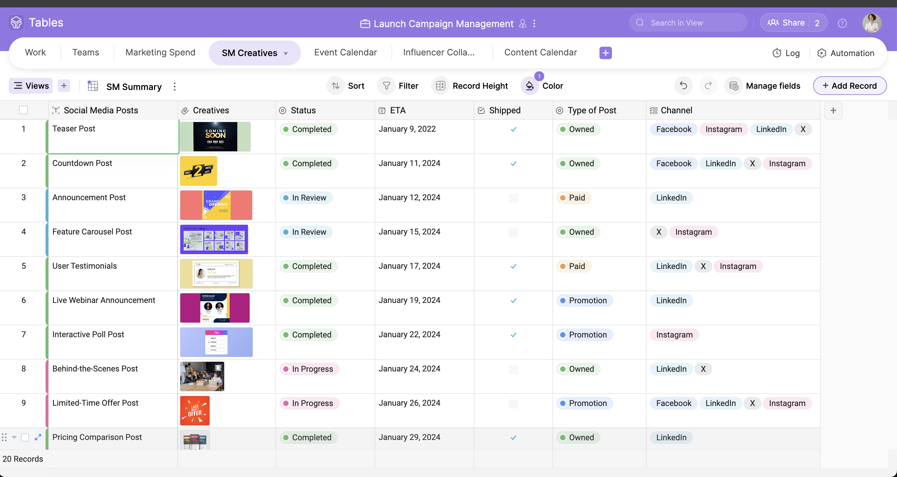 Zoho Tables screenshot & Video