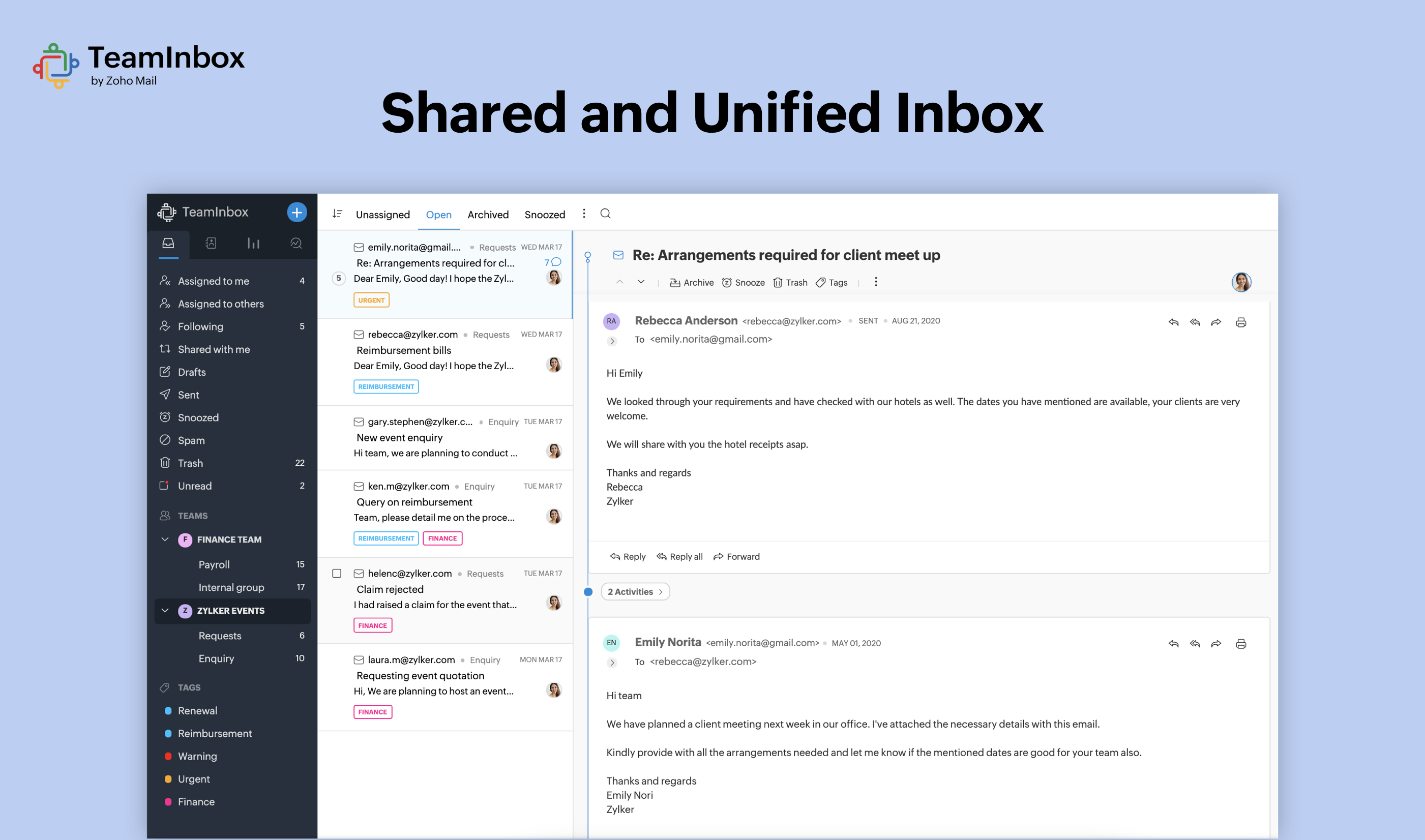 Zoho TeamInbox Screenshot
