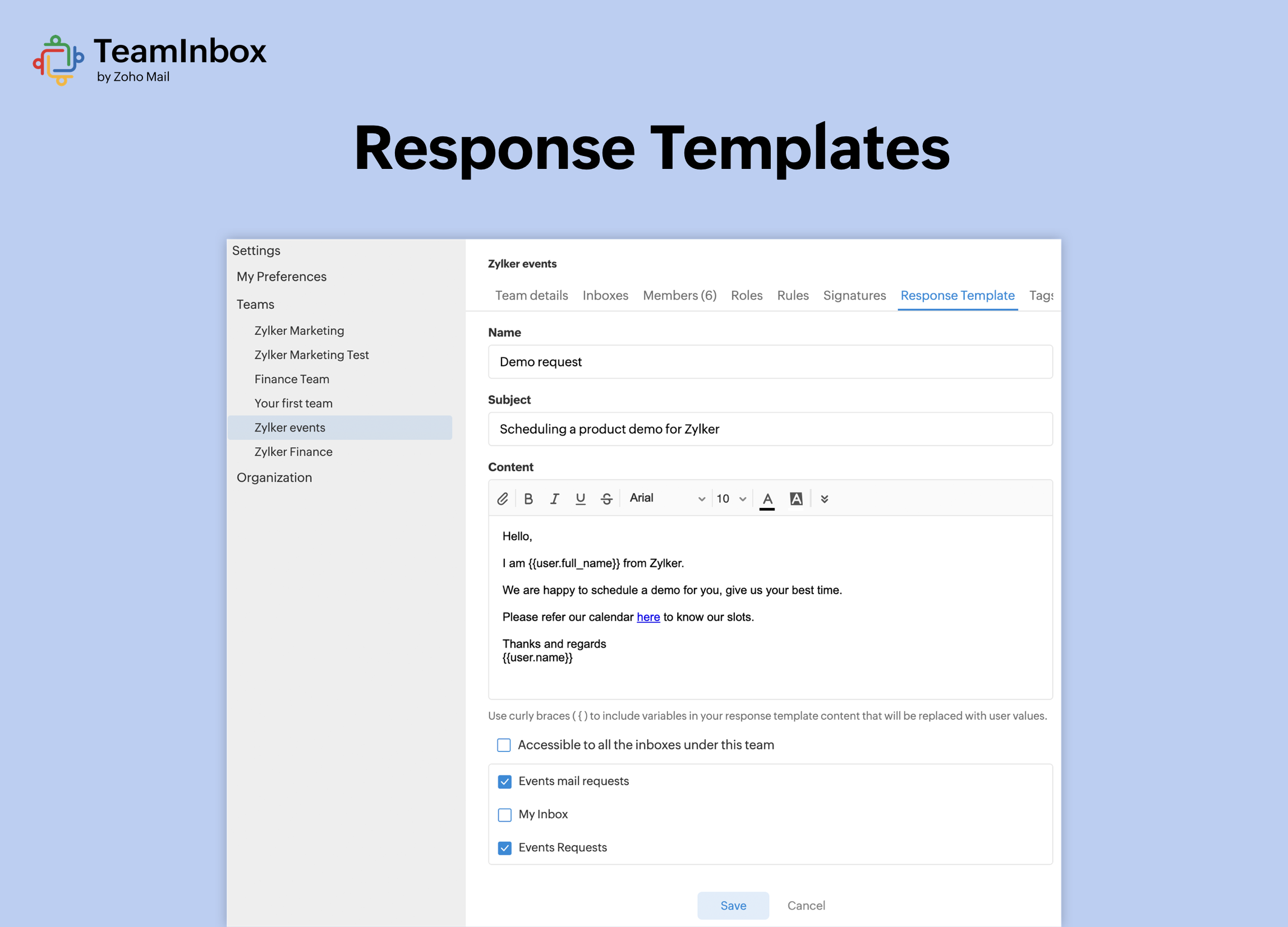Zoho TeamInbox Screenshot
