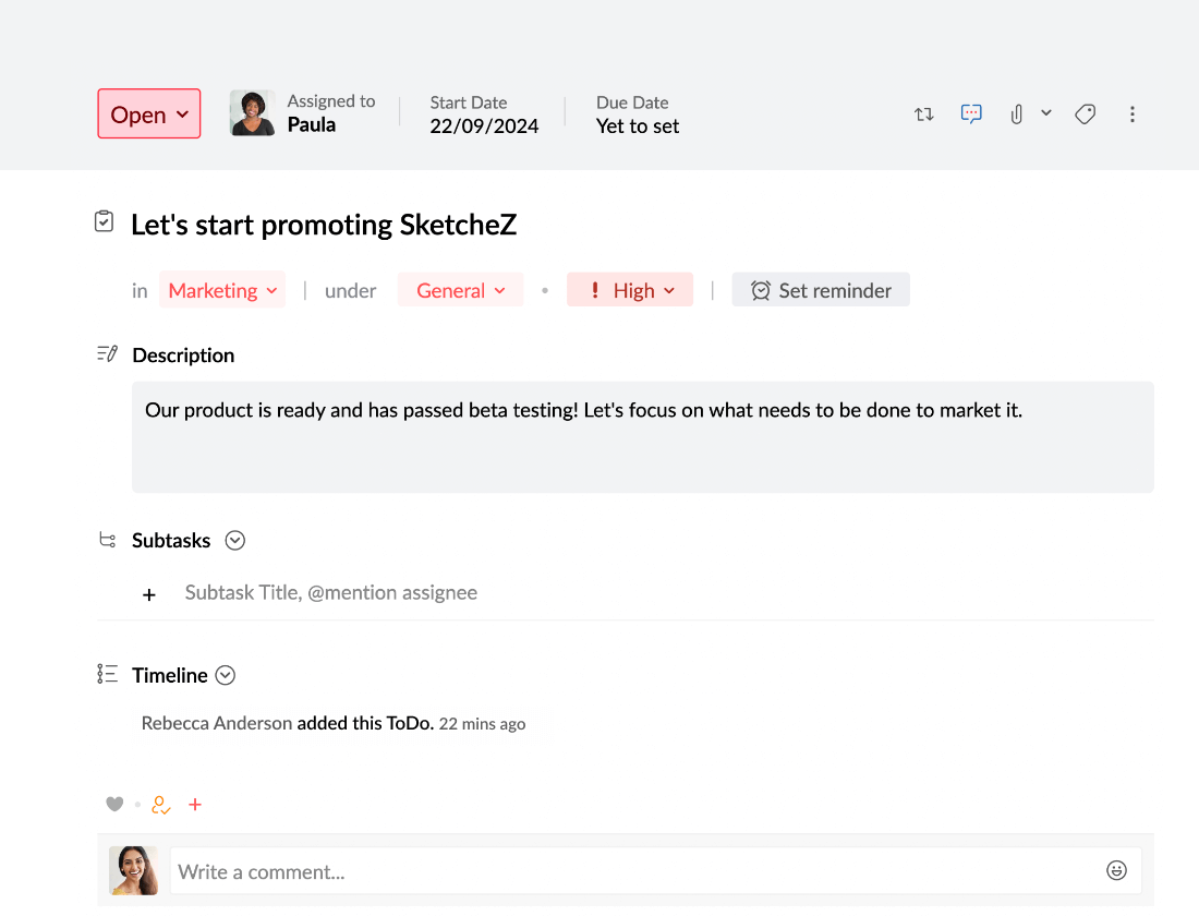 Zoho ToDo Screenshot