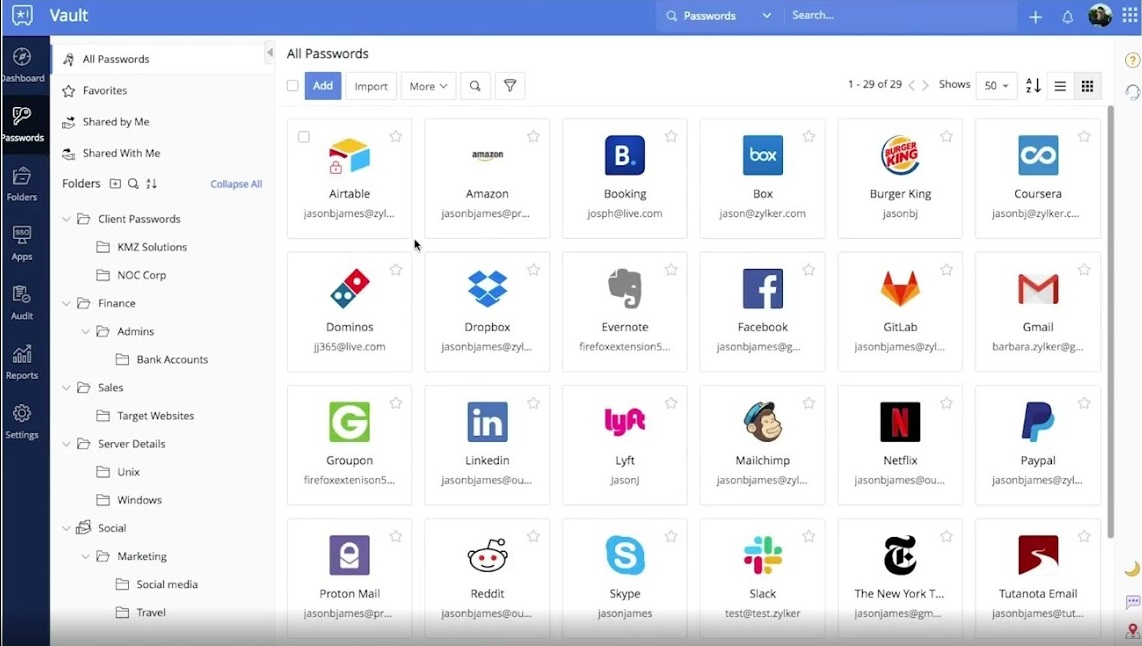 Zoho Vault Screenshot