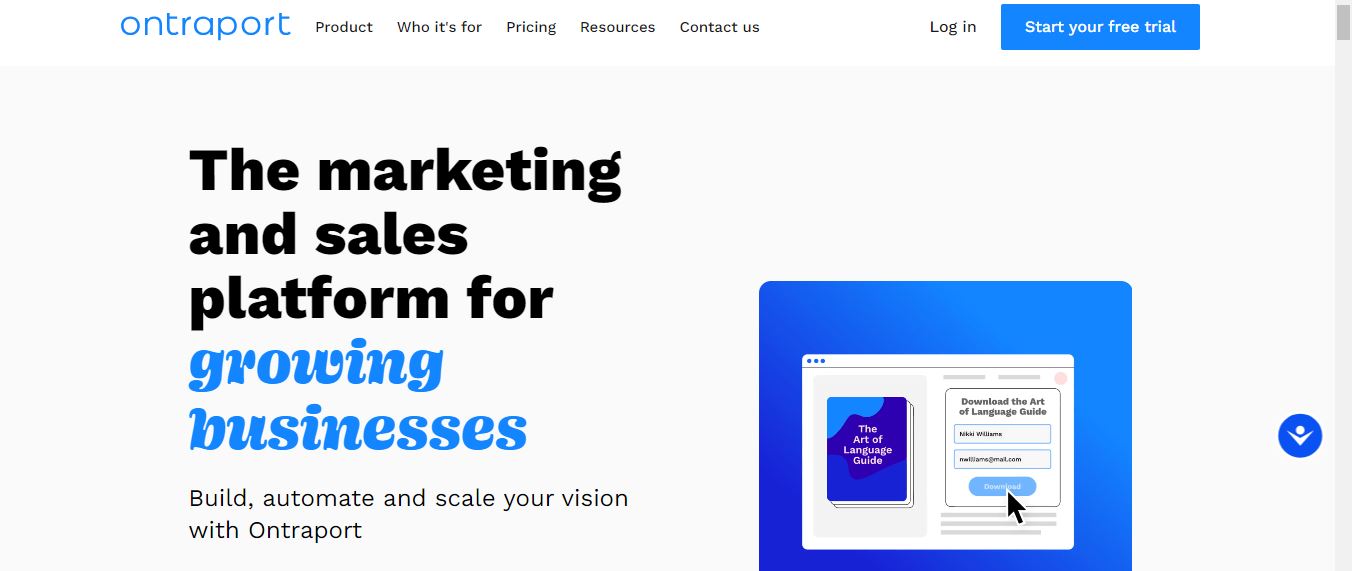 Ontraport Homepage