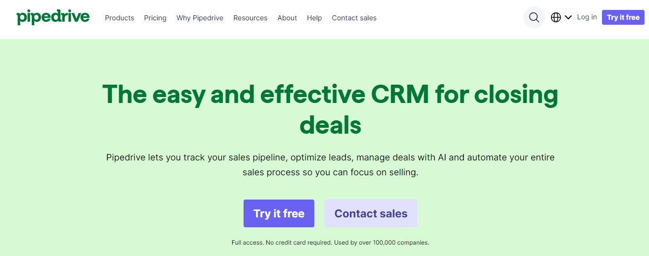Pipedrive Homepage