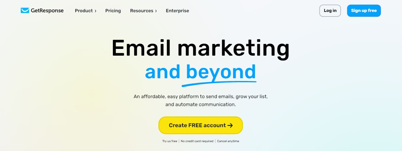 Getresponse Homepage