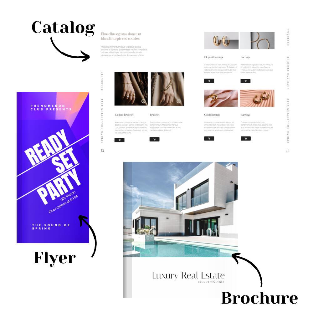 flipbook materials such as catalogs, flyer and brochure made in Flipsnack