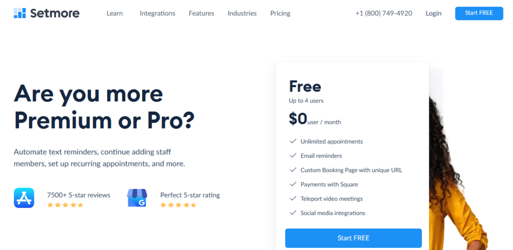 Setmore free salon software