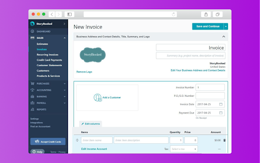 Section for invoices