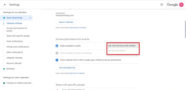Google Calendar Permission
