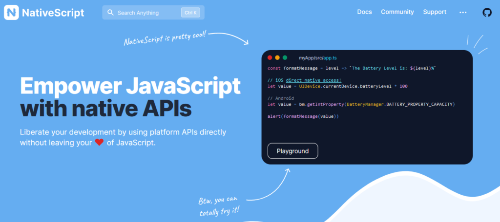 NativeScript mobile app development platform