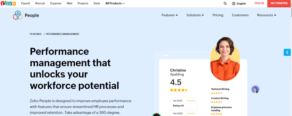 Zoho People-best-performance-review-software